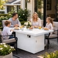 thumbnail image 3 of RADIATA 43" Aluminum Propane Fire Pit Table, 60,000 BTU Outdoor Gas Firepit, Rectangle CSA-Certified Patio Fireplace with Wind Guard & Glass Rocks, Rust-Proof White Fire Table for Deck Poolside, 3 of 10