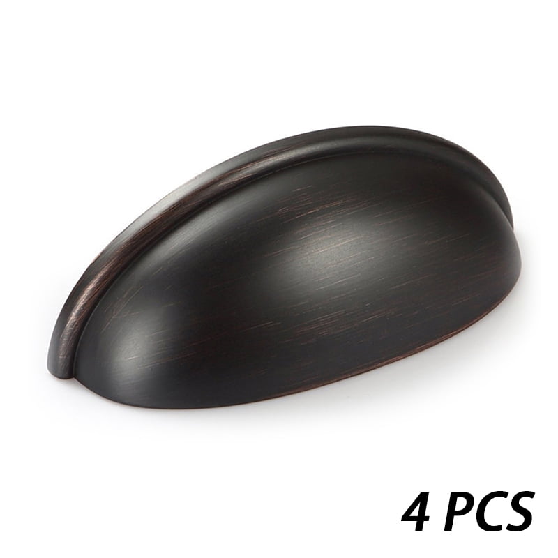 4pcs Drawer Handles Knobs Pulls Flat Black Cup Pulls Kitchen