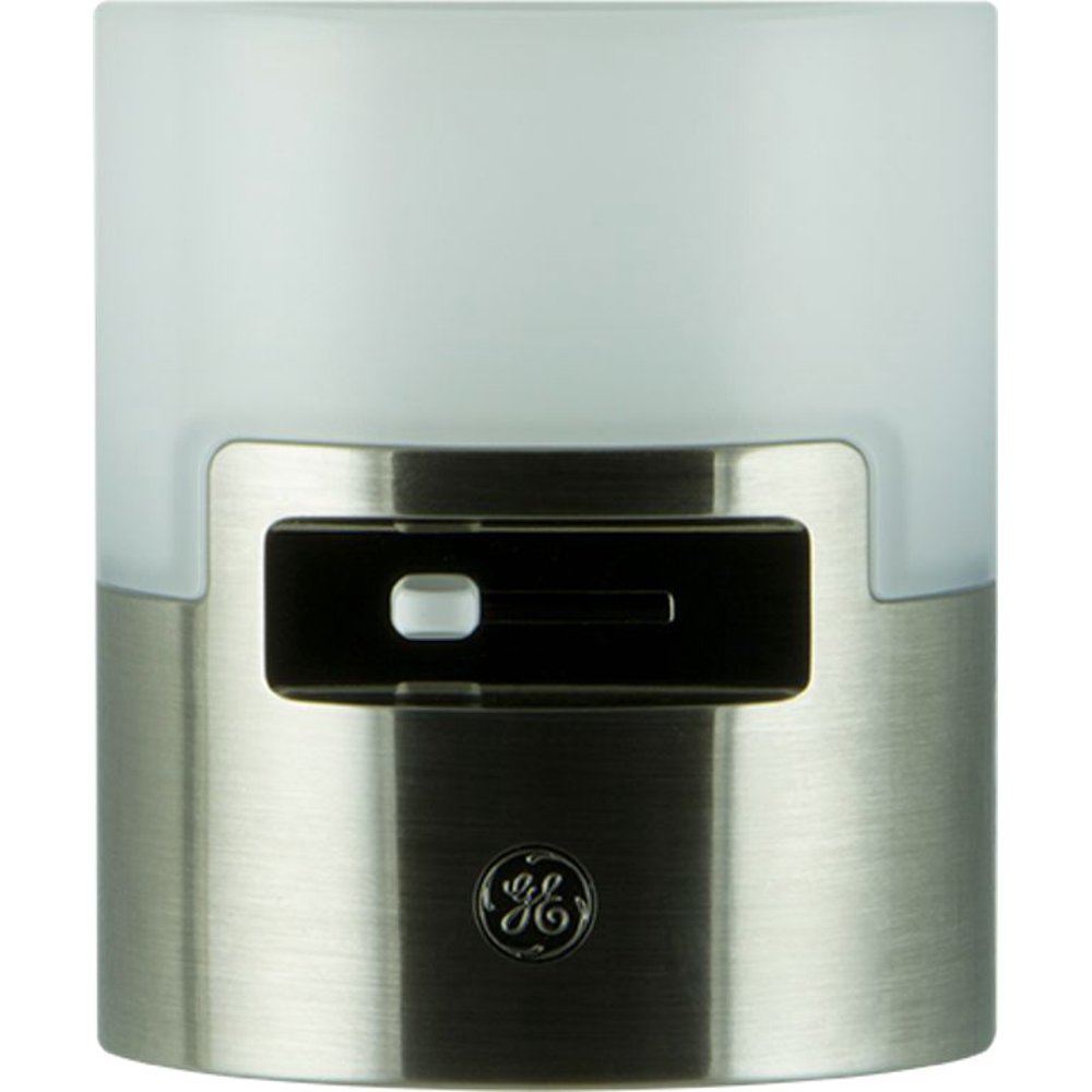 GE UltraBrite Dimmable LED Night Light, Up to 100 Lumens, Brushed Nickel, 31713