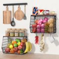 thumbnail image 4 of Frutero Cesta de frutas para encimera de cocina Cesta colgante apilable para montar en la pared Cesta de alambre con tapa de madera con ganchos para colgar plátanos, Cesta para cebollas,, 4 of 5