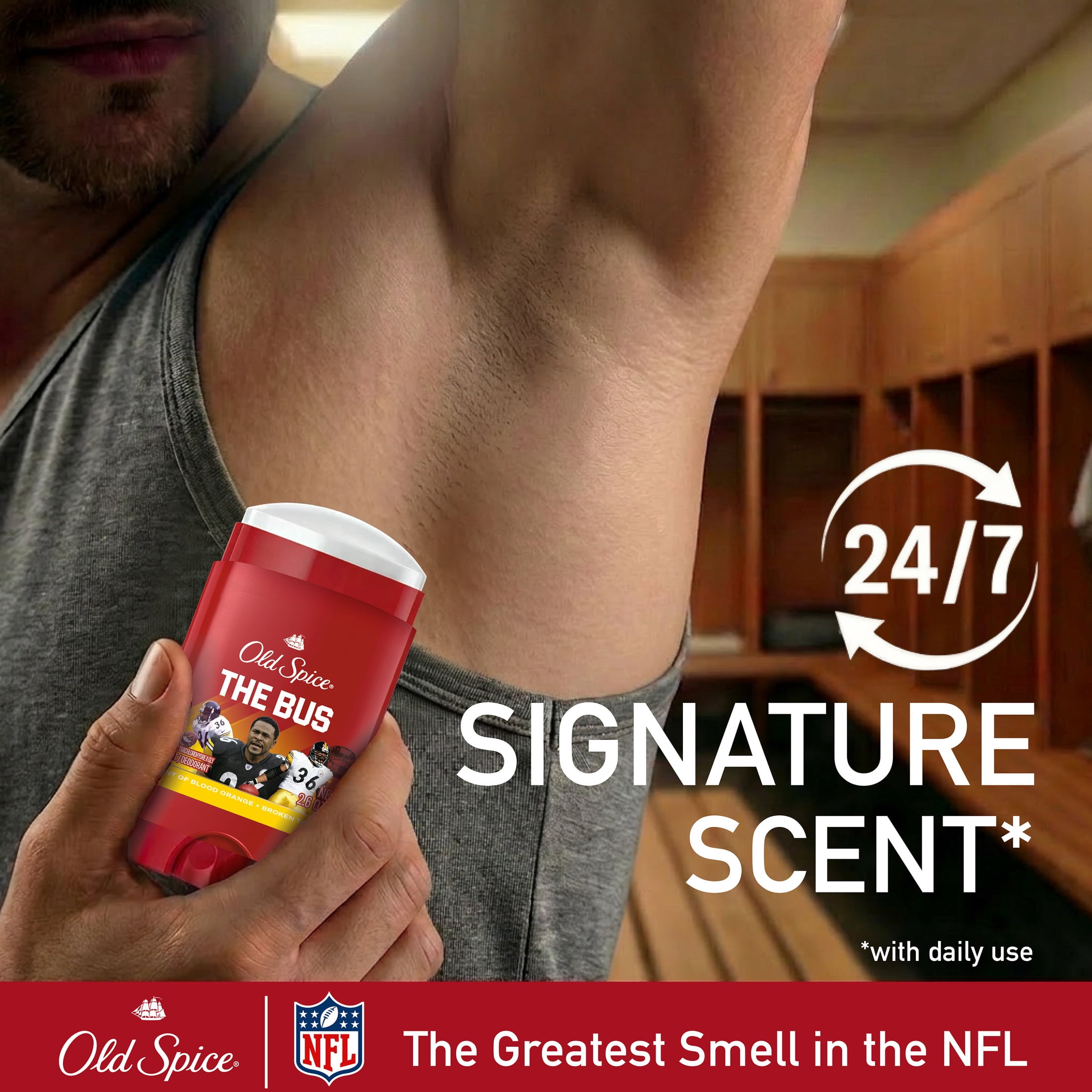 Old Spice Deodorant for Men, Antiperspirant, NFL Collection, Jerome Bettis, Scent of Blood Orange + Broken Tackles, 2.6 oz
