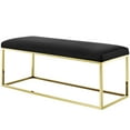 thumbnail image 1 of Modern Deco Contemporary Urban Design Living Room Lounge Club Lobby Accent Chair Bench, Velvet Fabric Metal Steel, Gold Black, 1 of 5