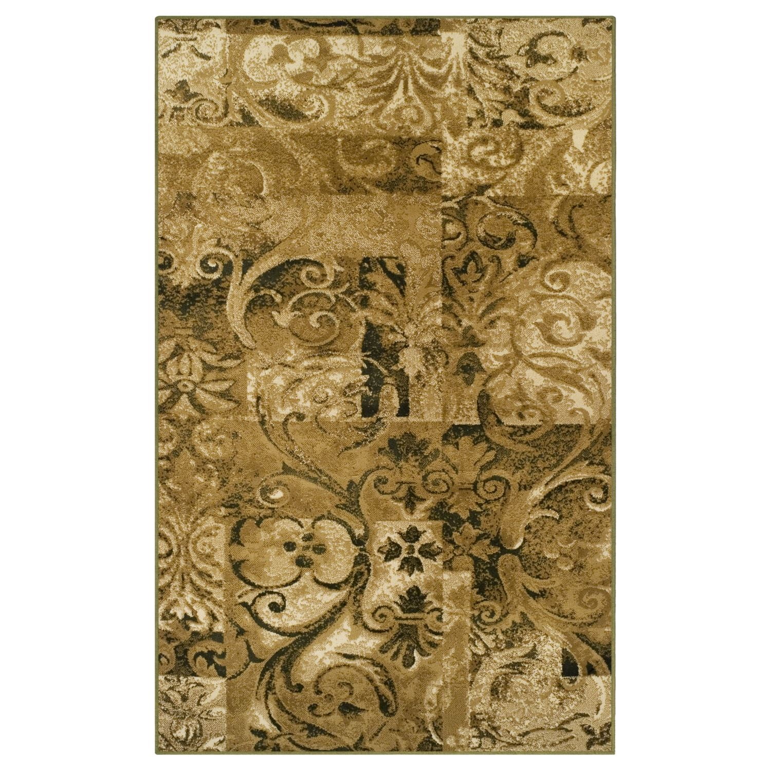 Gold 2 x 3 Rug 10mm Pile with Jute Backing Superior Fleur de Lis Collection Elegant Scrolling Damask Pattern Affordable Contemporary Area Rugs
