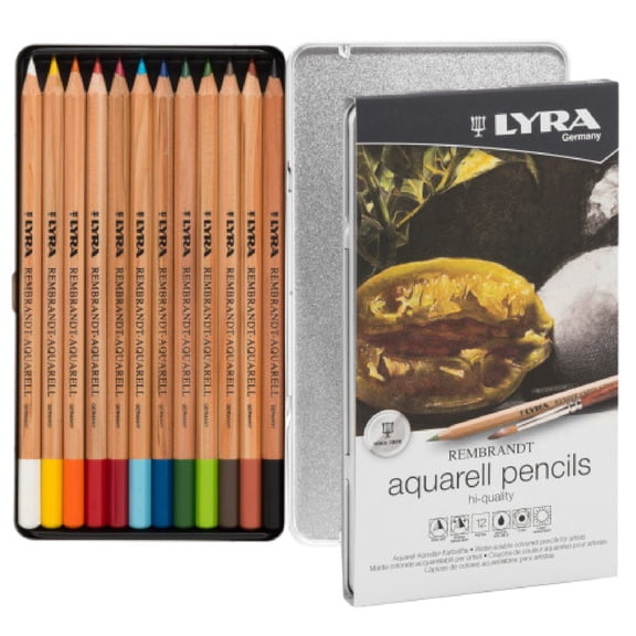 Lyra Rembrandt Aquarell Watercolor Pencil Set Tin, Assorted Colors, 12 Pieces