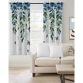 thumbnail image 2 of Blue Floral Spring Blackout Curtains for Bedroom Living Room Darkening Curtains 54 Inch Long Summer Pastoral Botanical Watercolor Short Curtain for Small Window Treatment Grommet Drapes 42"x54"x2, 2 of 9