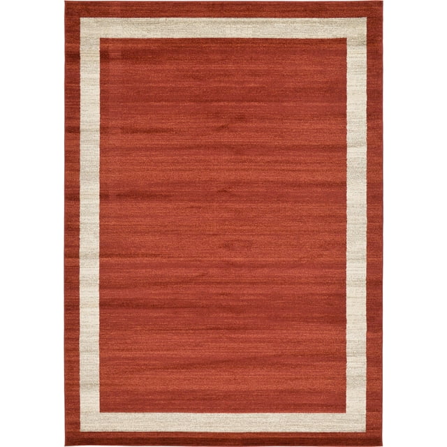 Unique Loom Del Mar Collection Contemporary Transitional Area Rug, 8' x 11', Terracotta/Ivory