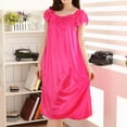 thumbnail image 2 of Women's Nightgown Short Sleeve Sleepshirt Long Loungewear Casual Maxi Lounge Dress House Dresses Hot Pink Free Size, 2 of 3