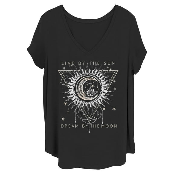 Women's Lost Gods Live By Sun Dream By Moon Pattern  Graphic T-Shirt