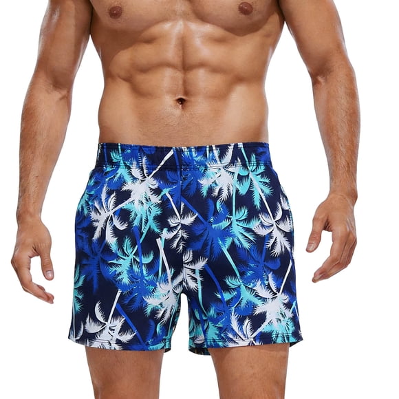 Men's Swim Shorts with Digital Print, Loose Fit Quick Dry Beach Trunks for Men, Summer Hot Springs Swimwear for Adults, Comfortable Drawstring Waist for Vacation Pool Leisure
