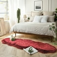 thumbnail image 1 of Soft Fluffy Faux Sheepskin Fur Area Rug, Home Decorative Indoor Floor Mat, Red, 2 x 6 Feet, 1 of 4