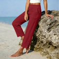 thumbnail image 4 of CUSTG Wide Leg Pants For Women Summer Straight Leg Elastic High Waist Pants With Pockets Loose Beach Trousers For Daily Wear Relaxed Daily Home Wear Trousers, 4 of 4