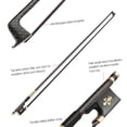 thumbnail image 2 of Arco de violín 4/4 Violín Arco de Biolín Bien Equilibrado Trenzado Dorado Fibra de Carbon Round Stick Rana de Ébano AAA Mongolia Crin Negra Tomshoo Arco de violín, 2 of 6