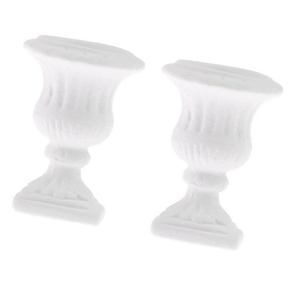 yotijay 2 Pieces White Flower Pot Dollhouse Miniature Garden Decoration in 1:12 Scale