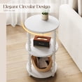 thumbnail image 5 of Maliowa 3-Tier Side Table, Small Round End Table for Living Room Bedroom, Accent Table Narrow Nightstand with Storage Shelf, White, 5 of 10