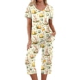 thumbnail image 2 of Easter Women Pajama Set 2026 Lounge Egg Bunny Printed Plus Size Short Sleeve Shirts and Capri Pant Pjs Set 2 Piece Outfits, 2 of 7