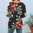 thumbnail image 6 of CYMMPU Women's Summer Fall Tunic Tops Floral Printed Flowy Blouse 3/4 Length Sleeve Business Work Blouses Casual Shirts Basic Tees Button up Scoop Neck 2025 Clothes Black XXXL, 6 of 7