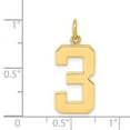 thumbnail image 2 of 14k Yellow Gold Large Polished Number 3 Charm - 1.5 Grams - Measures 25.8x11.1mm, 2 of 2