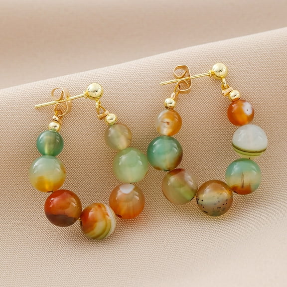 Vintage Elegant Boho Style Beaded Drop & Dangle Earrings, Colorful Stone,for Women, with Daily & Party Accessory for All Seasons