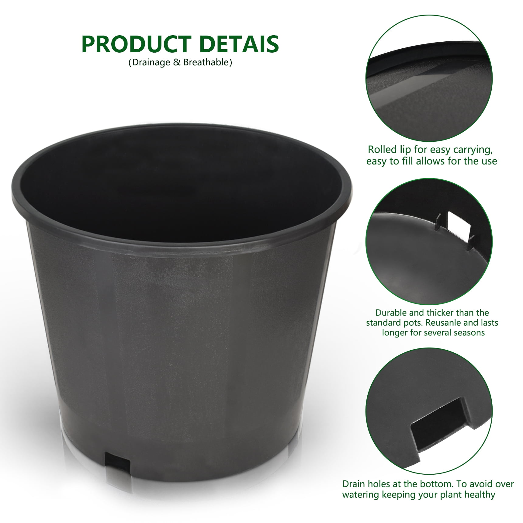 Labwork Trade Heavy Duty Huge Premium Nursery Pot Root Garden Container Fast Shipping