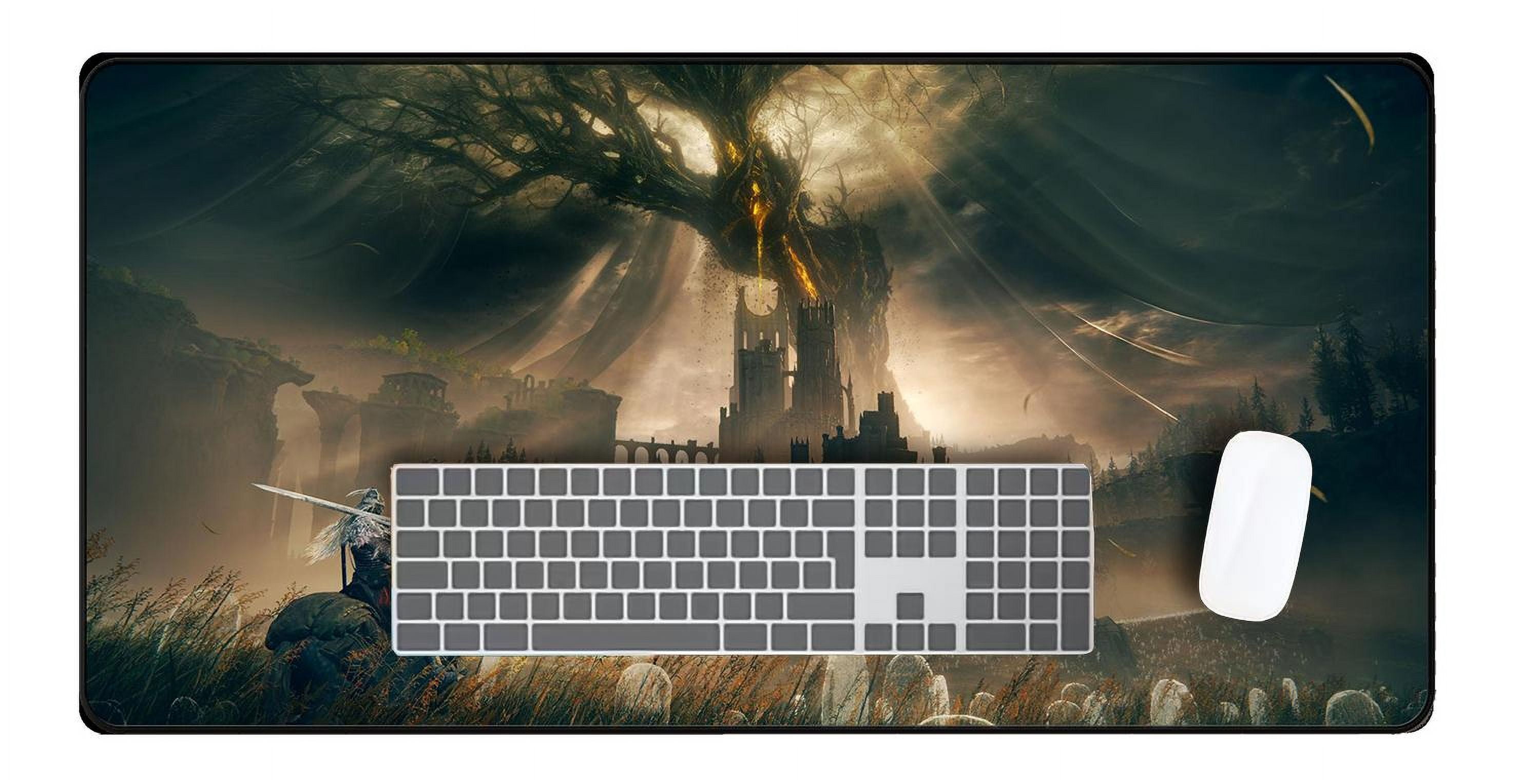 Dark Fantasy Gaming Mouse Pad, Epic Knight and Castle Design, Extended Desk Mat