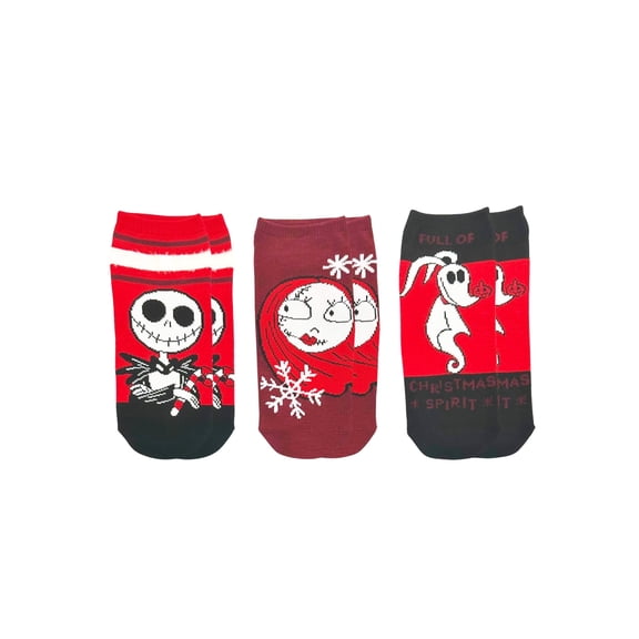 Disney Nightmare Before Christmas Women's Holiday No-Show Socks, 3-Pack, Size 4-10