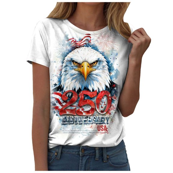 vigerkar USA US Flag Patriotic 4th of July America T-Shirt (White, S)