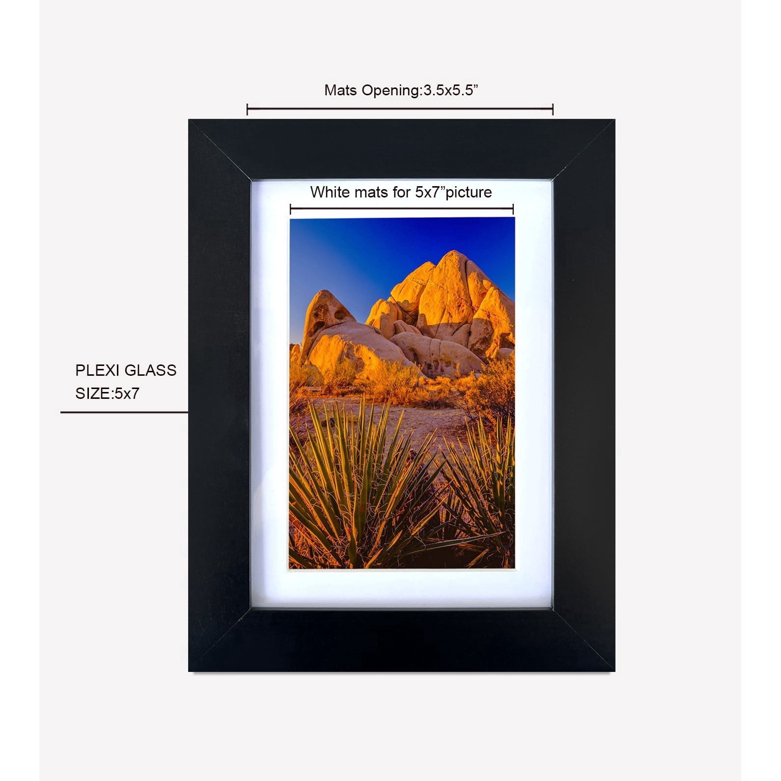 Picture Frame MDF Black 5*7" Wall Mount & Tabletop Display, Pack of 6