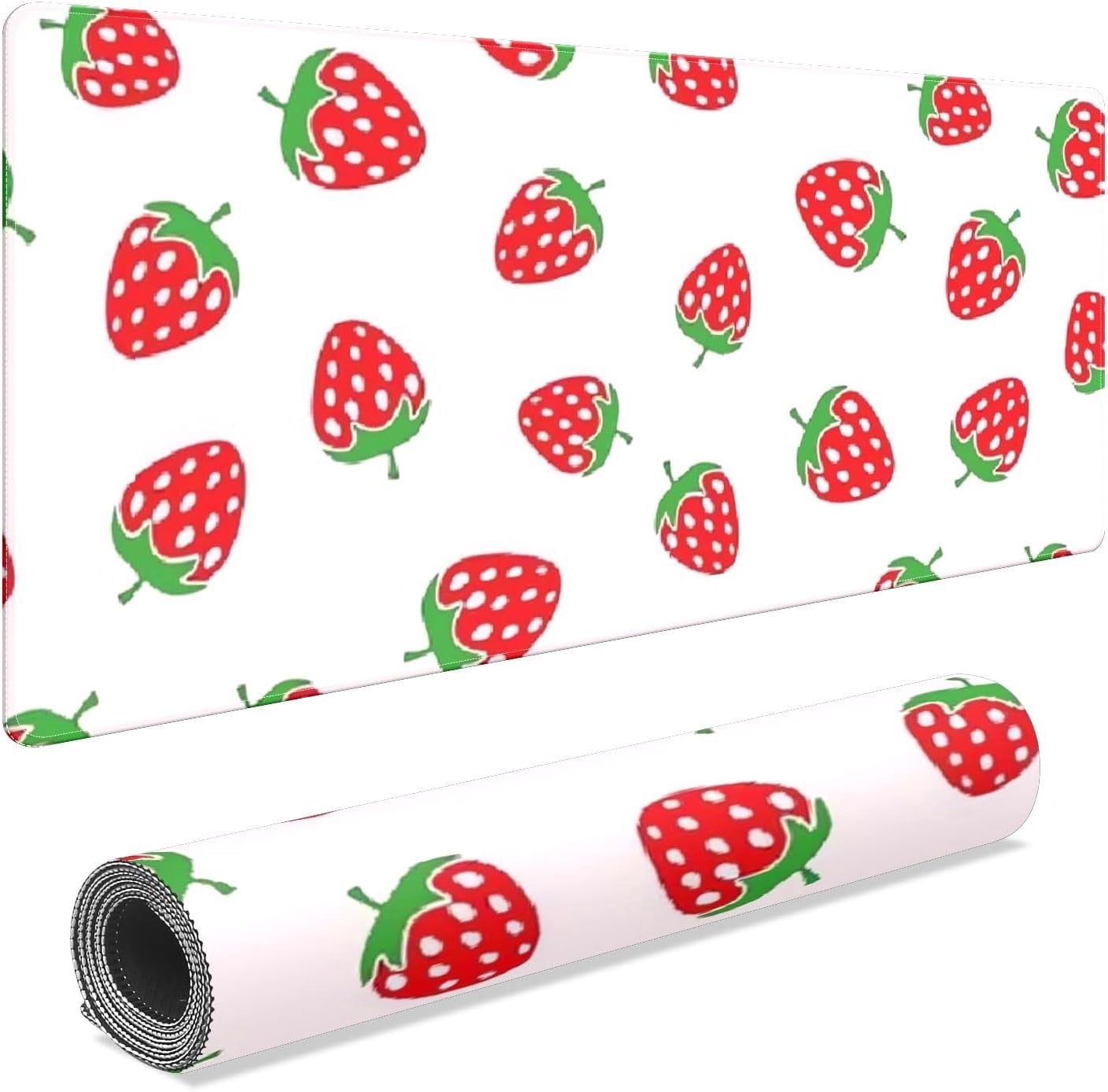 Cute Pink Strawberry Desk Mat, Desk Accessory, Cute Workspace, Trendy Workspace, Trendy, 35.4x15.7in Large Gaming Mouse Pad, Cute Desk Topper, Pretty Desk Pad