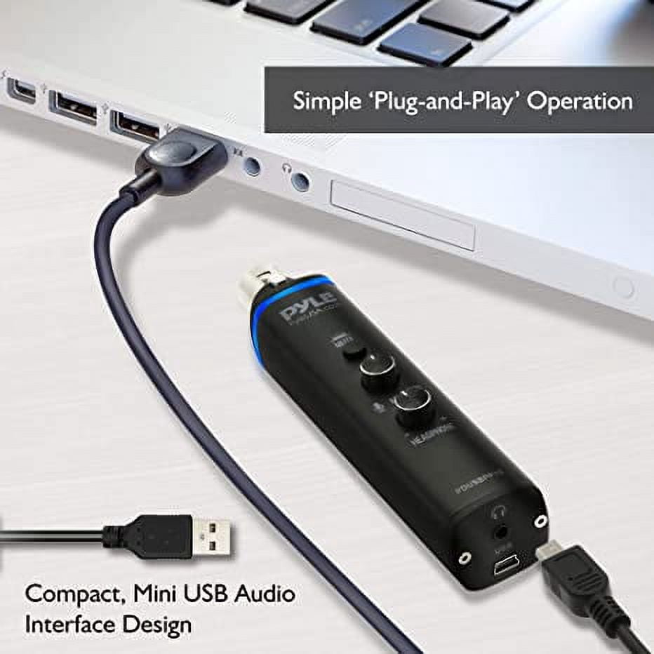 PYLE PDUSBPP10 - Microphone XLR-to-USB Adaptor - USB Mic Interface with Volume Control, Easy USB Plug-and-Play (+48V Phantom Power)