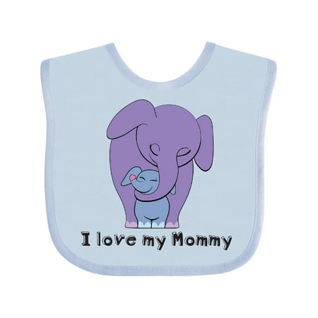 

Inktastic I Love My Mommy Elephant Purple Blue Gift Baby Boy Bib