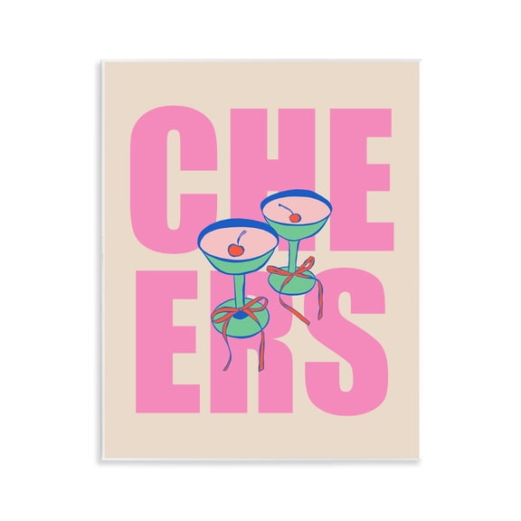 Stupell Industries Cheers Martinis & Bows Food & Beverage Painting Unframed Art Print Wall Art, 11 x 14