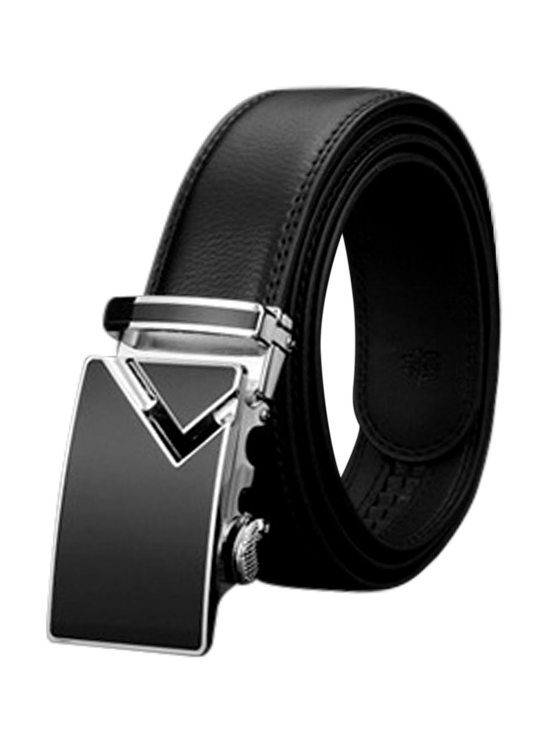 Unique Bargains Men's Holeless Automatic Buckle PU Leather Ratchet Belt ...