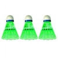 CSChome Glow-in-the-dark Badminton 3/6Pcs Luminous Badminton Balls Set featuring green LED light-up shuttlecocks made of durable nylon and nanocomposite material. Designed for recreational play, these shuttlecocks are ideal for low-light conditions and family fun. Each shuttlecock includes a built-in button battery with a 150mAh capacity and a toggle switch for easy operation. Approximate dimensions: 10cm length and 4cm width.