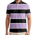 thumbnail image 3 of Striped Polo Shirt Mens Short Sleeve Soft Breathable Dressy Casual Tee Moisture Wicking Top Purple XXXL, 3 of 6