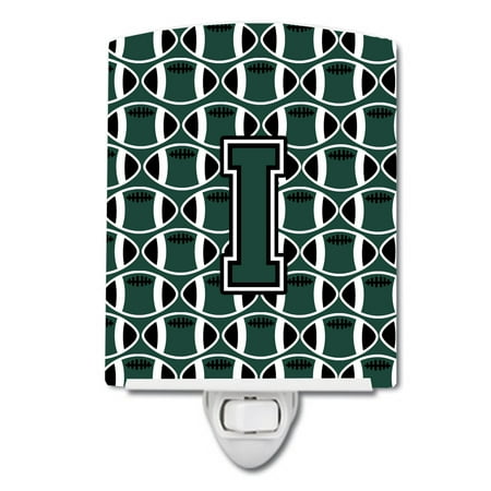 

Caroline s Treasures CJ1071-ICNL Letter I Football Green and White Ceramic Night Light 6x4x3 multicolor