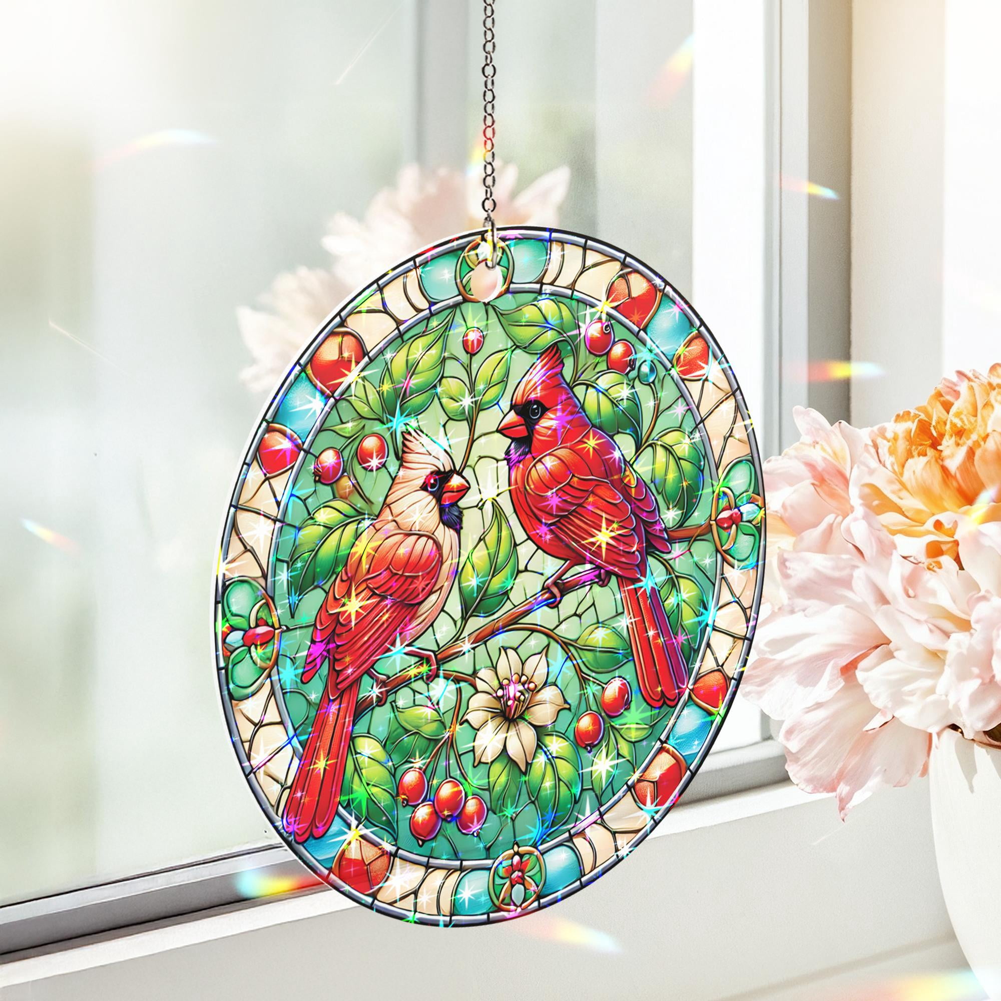 Lotusprinthandmade Cardinal Bird Custom Shape Star Hologram Ornament 8in, vibrant cardinal holographic ornament, cardinal hologram piece