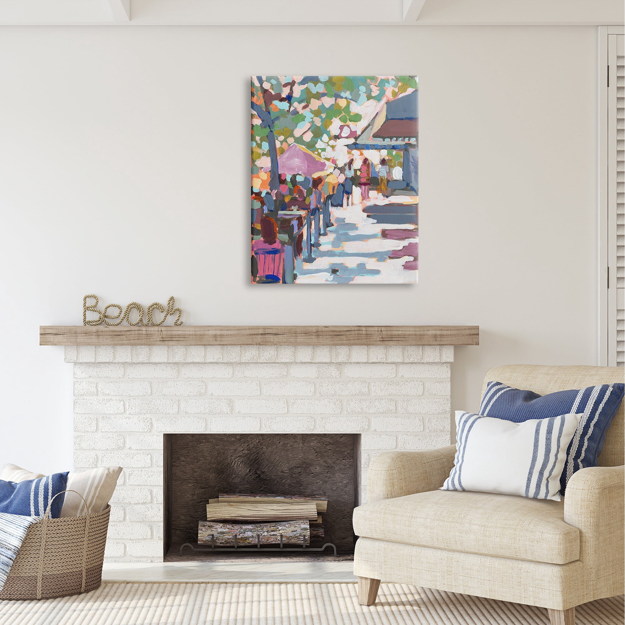 Stupell Industries Abstract City Market Abstract Painting Gallery Wrapped Canvas Art Print Wall Art, 30 x 40