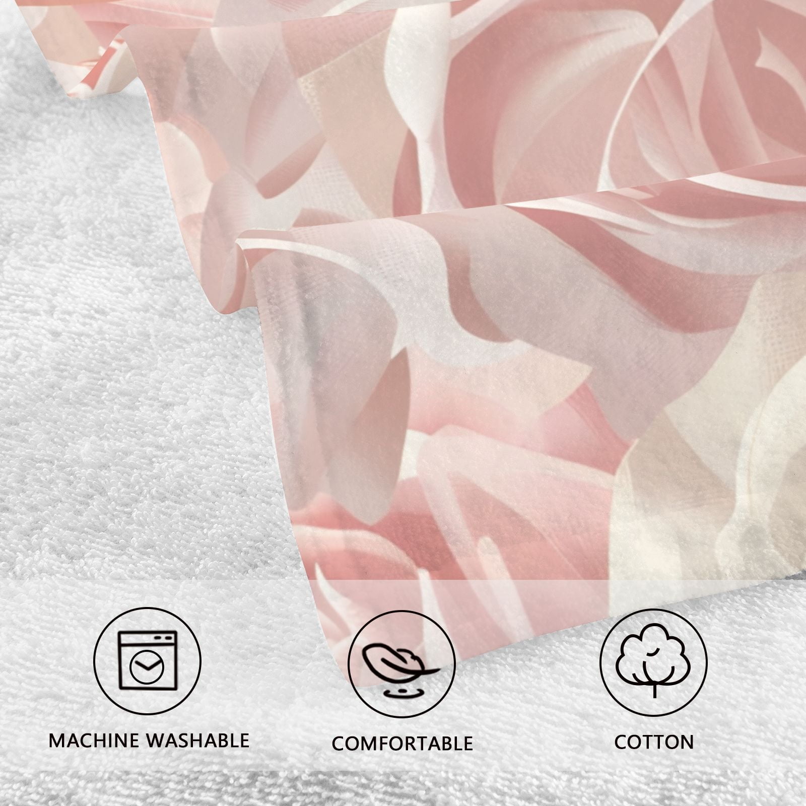 Roses Pink Hand Towel Bath Towels Face Towels Cotton Absorbent for Home Hotel Spa Swimming Yoga Sports Decorative Towel Set of 2
