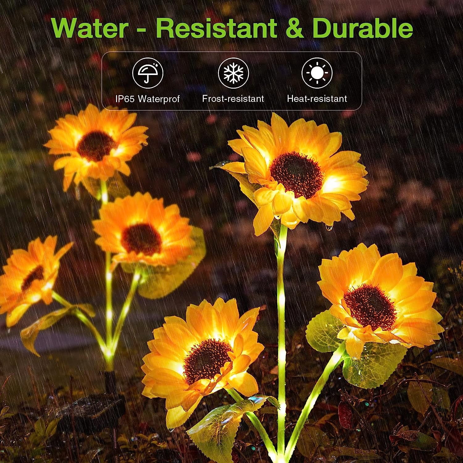 Solar Lights Outdoor Garden,GHODEC 2 Pack Solar Garden Lights with 6 Sunflower Lights, Outdoor Solar Lights for Yard Decor, Waterproof Solar Outdoor Lights Auto on/off for Garden, Patio