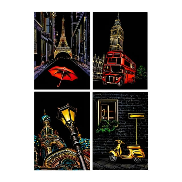 Juego de 4 piezas de Papel para rascar Strade Fareast Limited arte manualidades creativo