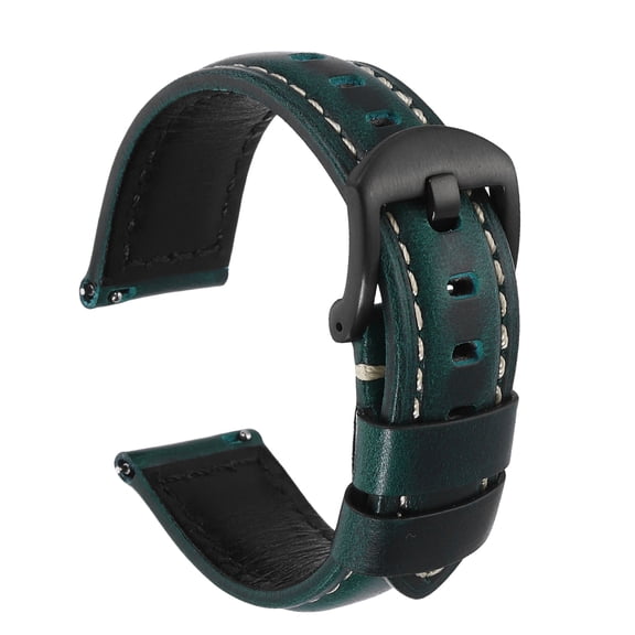 Uxcell Watch Band 20mm Width Vintage Oil Wax Leather Quick Release Watch Strap Wristband Replacement Bands with Buckle Pin for Men Women Gifts, Black-Blue