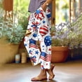 thumbnail image 2 of 250 Years Pants for Women 1776-2026 American Flag Print Elastic High Waist Trousers Wide Leg Casual Breathable Lounge Pants with Pocket, #01 Blue, M, 2 of 5