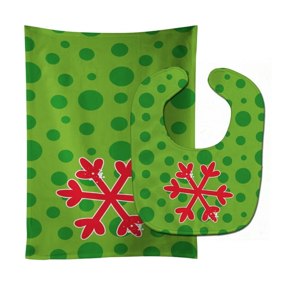 Christmas Snowflake Red Baby Bib and Burp Cloth