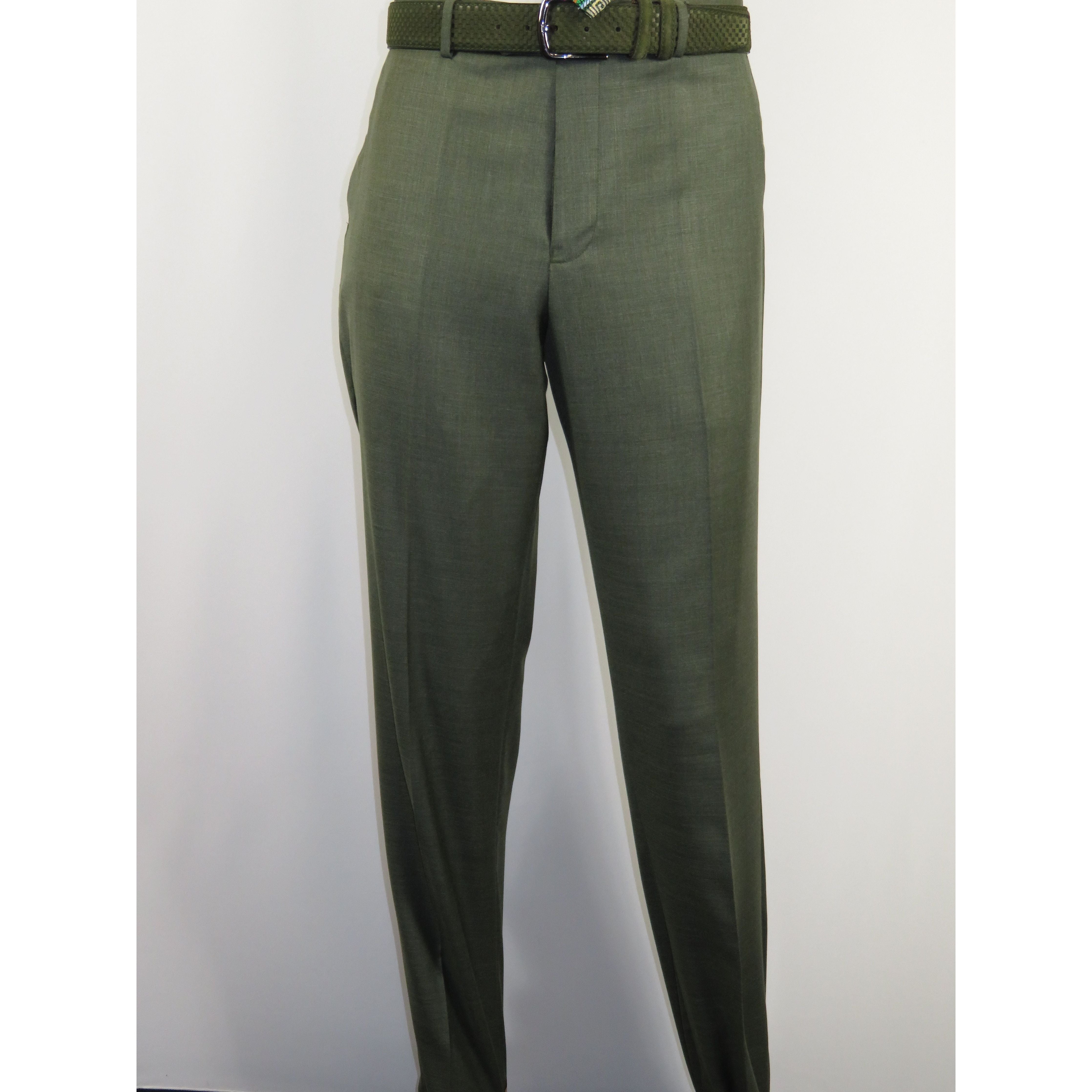 Mint Green Solid Italian Fit Cotton Blend Formal Trousers For Men – TAD