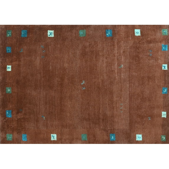 Ahgly Company Indoor Rectangle Abstract Light Blue Contemporary Area Rugs, 7' x 9'
