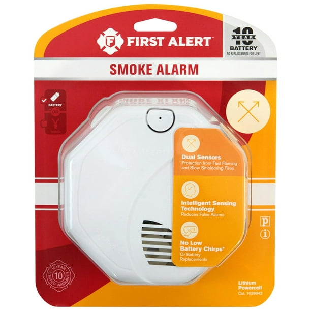 First Alert Smoke Alarm With Ionization Photoelectric Sensors 10 Year Battery Walmart Com Walmart Com
