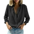 thumbnail image 2 of Roncen Chemise Classique en Coton à Col en V pour Femmes, Haut à Manches Longues Boutonné, Blouse Décontractée à Texture Froissée, 2 of 8
