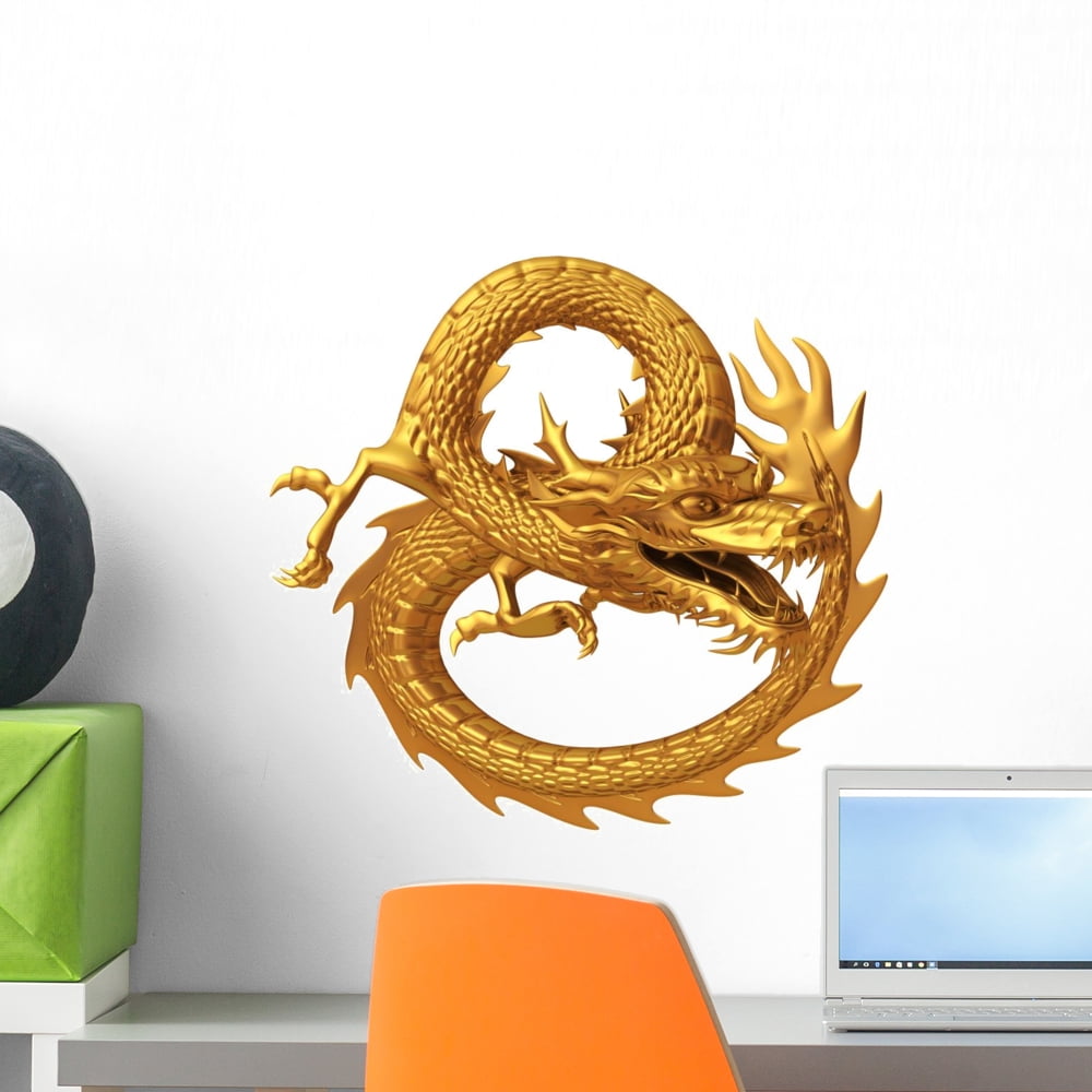 Golden Dragon Wall Decal Sticker by Wallmonkeys Vinyl Peel and Stick