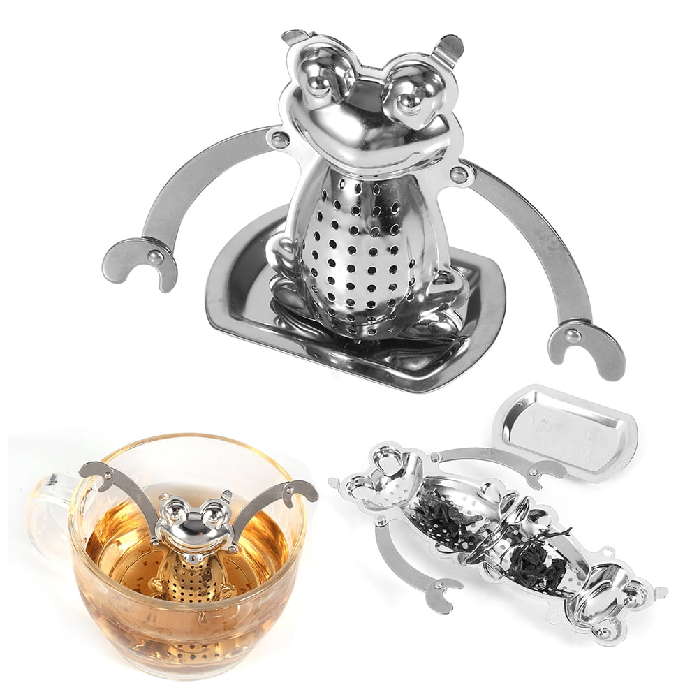 Tea Strainer with Saucer Steel Tea Filter Frog Sieve Filter Tea Infuser Tea Bag