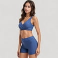 thumbnail image 3 of Women's Twist Front Bikini Top and High Waist Swim Shorts Set with Supportive Wide Straps and Soft Stretch Fit - Small, Blue, 3 of 7
